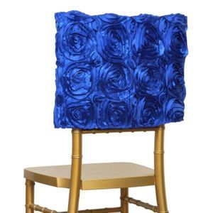 16" Royal Blue Satin Rosette Chiavari Chair Caps, 300 Chair Back Covers